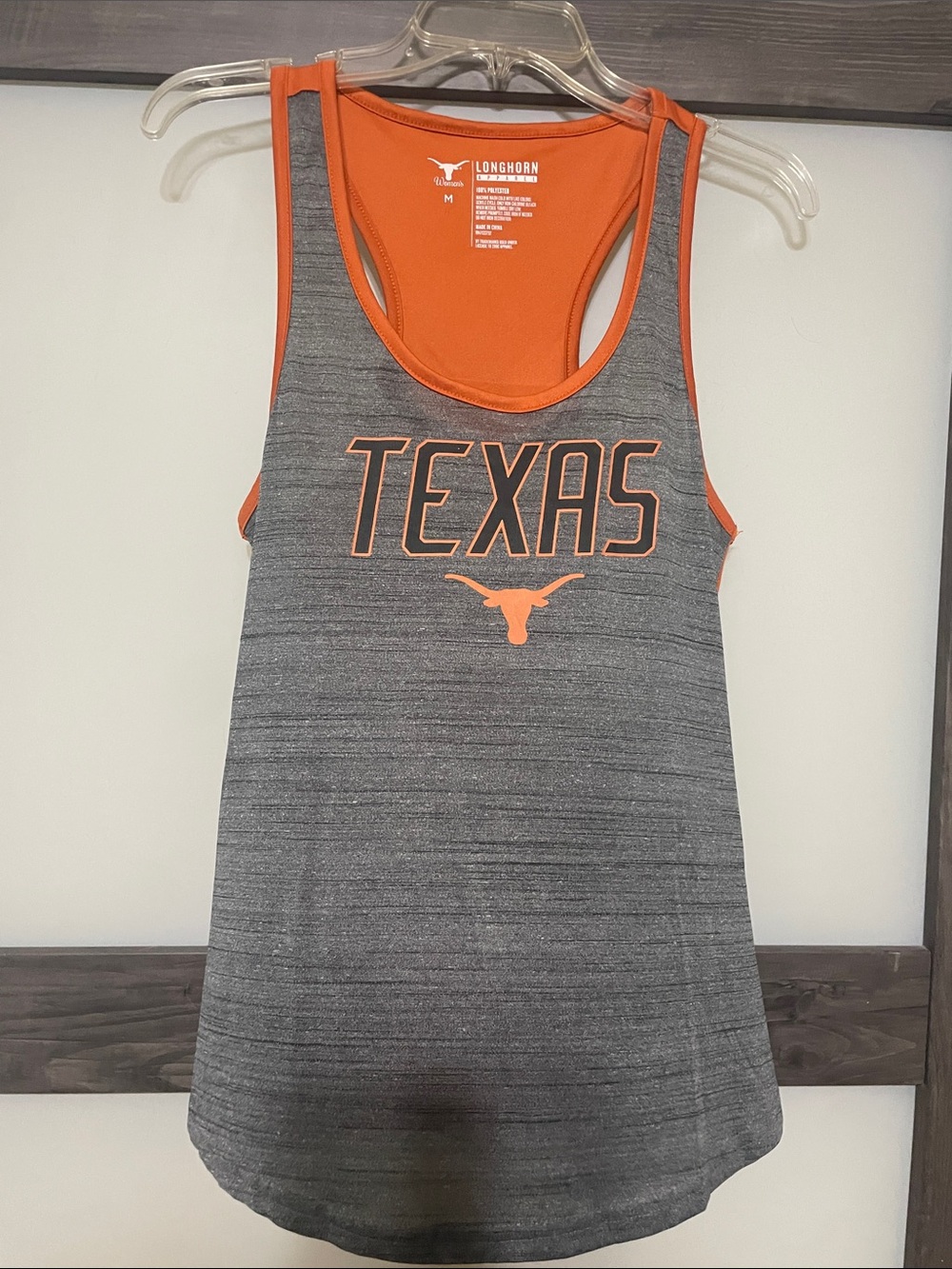 Longhorns Women's Texas Racerback Tank Top - Gray with Orange Trim